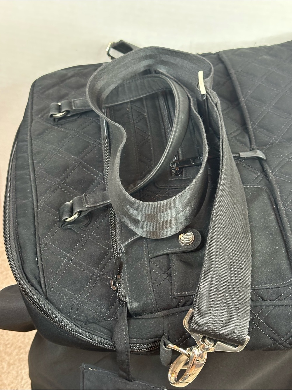 Vera Bradley Black Quilted Laptop Bag with Shoulder Strap - Picture 7 of 8